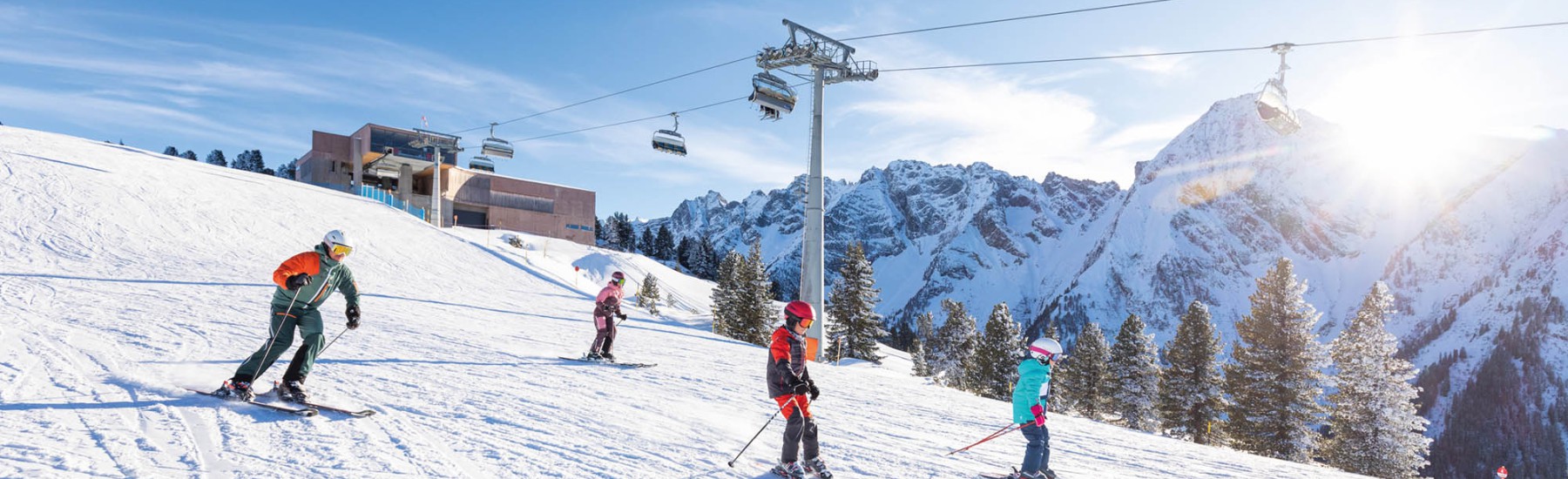 skiers op de Penken bij Mayrhofen