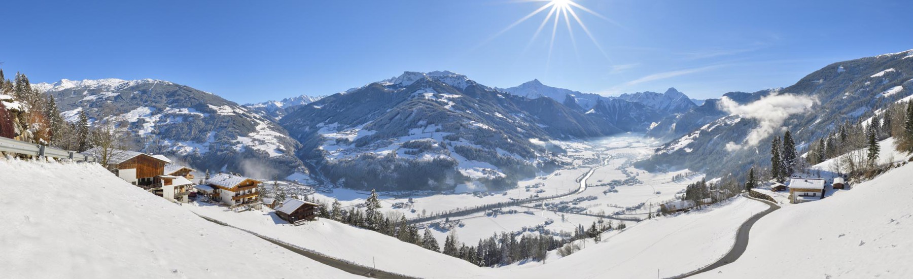 Hippach Mayrhofen winter panorama